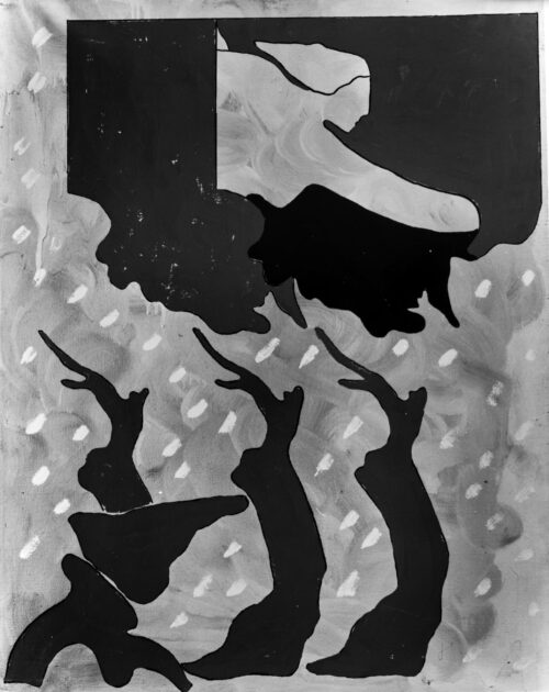 1971<br>Paesaggio<br>smalto, pittura industriale, pennarello su tela<br>cm 90x70