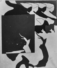 1971<br>Michelangelo<br>smalto, pittura industriale, pennarello su tela<br>cm 90x70