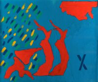 1971 luglio Asolo<br>Paesaggio anonimo, per Sandro Penna<br>smalto, pittura industriale, pennarello su tela<br>cm 50x60