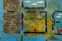 1971<br>Omaggio al colore<br>smalto, pittura industriale, matita su tela<br>cm 150x250