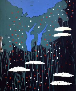 1971<br>smalto, pittura industriale, pennarello, maniglia applicata su tela<br>cm 100x70