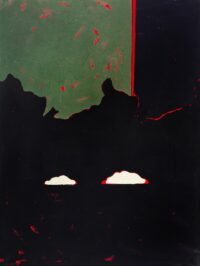 1971<br>Paesaggio<br>smalto, pittura industriale, pennarello su tela<br>cm 100x70