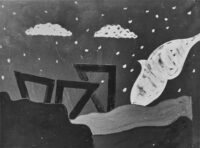 1971<br>Paesaggio anonimo, per Sandro Penna<br>pittura industriale, tempera, matita su tela<br>cm 80x100