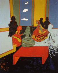 1972<br>Las Meninas di Velasquez<br>pittura industriale, tempera, pennarello su tela<br>cm 160x130