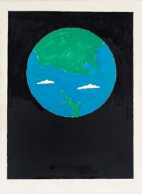 1972<br>Paesaggio<br>pittura industriale, tempera, pennarello su tela<br>cm 80x60