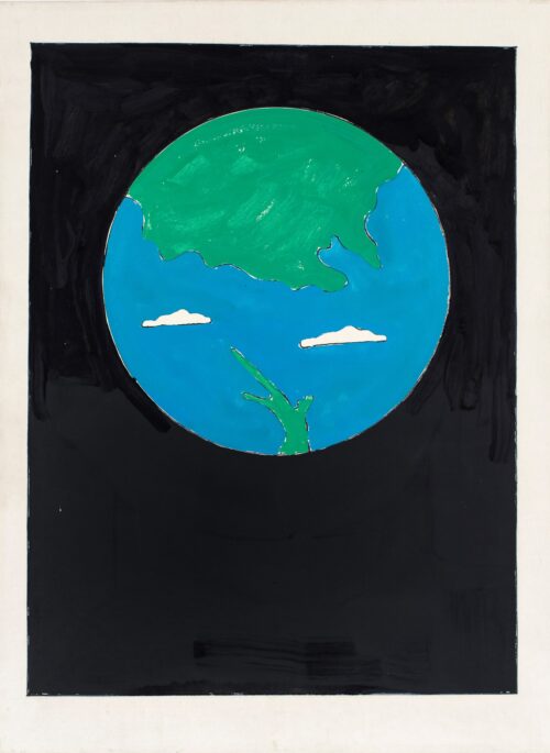 1972<br>Paesaggio<br>pittura industriale, tempera, pennarello su tela<br>cm 80x60