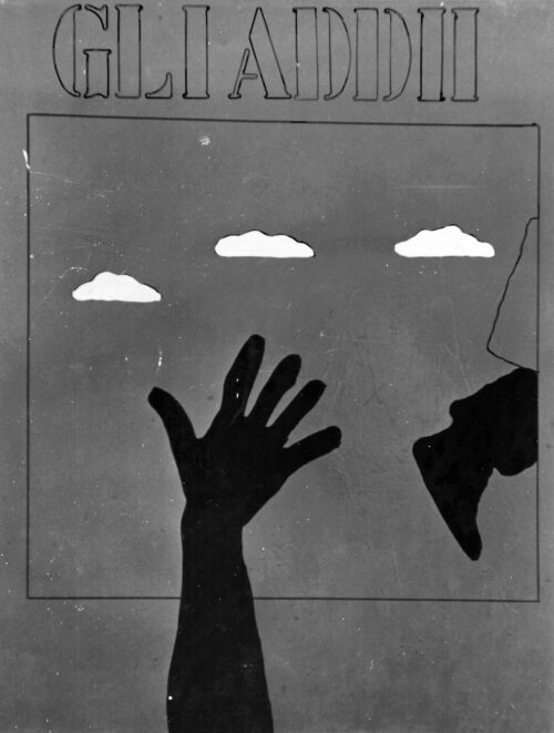 1972<br>Gli Addii<br>smalto, pittura industriale, pennarello su tela<br>cm 80x60