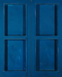 1972 (72-64)<br>smalto industriale, collage di legno su tavola<br>cm 100x80