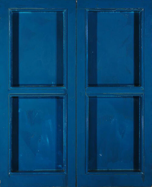 1972 (72-64)<br>smalto industriale, collage di legno su tavola<br>cm 100x80