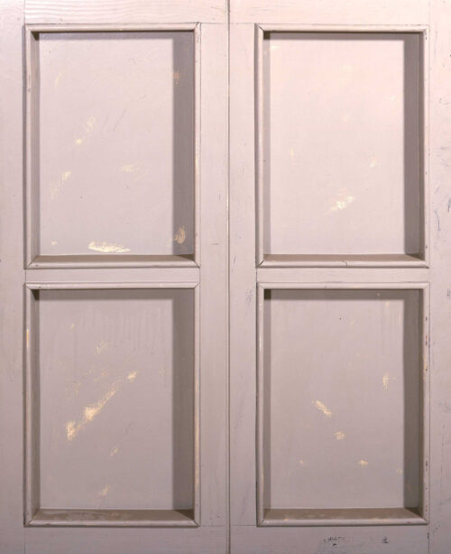 1972 (72-64)<br>smalto industriale, collage di legno su tavola<br>cm 100x80