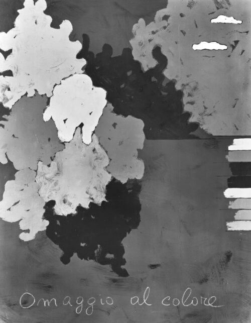 1972<br>Omaggio al colore<br>smalto, pittura industriale, grafite, matita su tela<br>cm 100x80