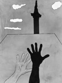 1972<br>Gli Addii, Londra<br>smalto, pittura industriale, pennarello su tela<br>cm 80x60