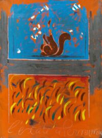 1972 9 luglio<br>A Giuseppina ringraziandola per la sua visita alla mia personale di Milano<br>smalto industriale e matita su tela<br>cm 80x60