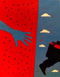 1972<br>Gli Addii<br>smalto, pittura industriale, pennarello su tela<br>cm 80x60