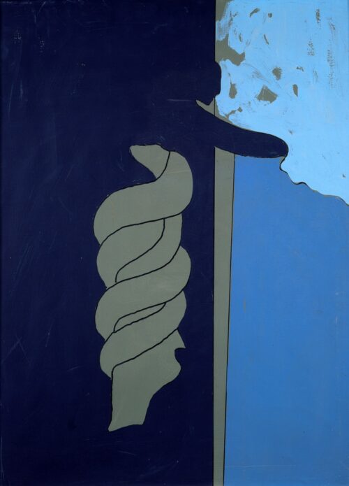 1972<br>Dal peccato originale<br>smalto, pittura industriale, pennarello su tela<br>cm 80x60