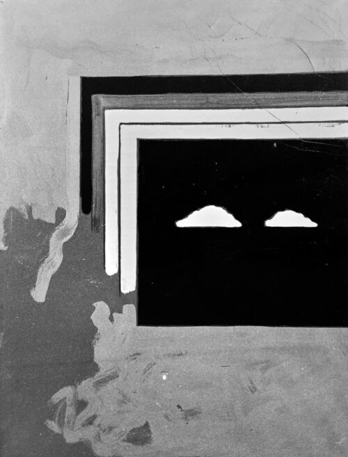 1973<br>Paesaggio Italiano<br>smalto, pittura industriale, grafite su tela<br>cm 80x60