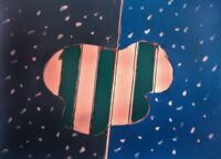 1973 2,3<br>La grande nuvola<br>smalto industriale e pennarello su tela<br>cm 60x80