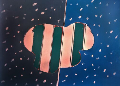 1973 2,3<br>La grande nuvola<br>smalto industriale e pennarello su tela<br>cm 60x80