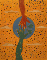 1973<br>A Francesca<br>smalto, pittura industriale, pennarello su tela<br>cm 80x60