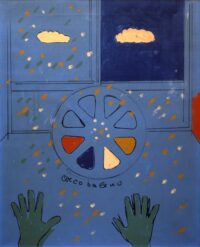 1973 datata '63<br>La grande Nuvola<br>smalto, pittura industriale, pennarello su tela<br>cm 100x80