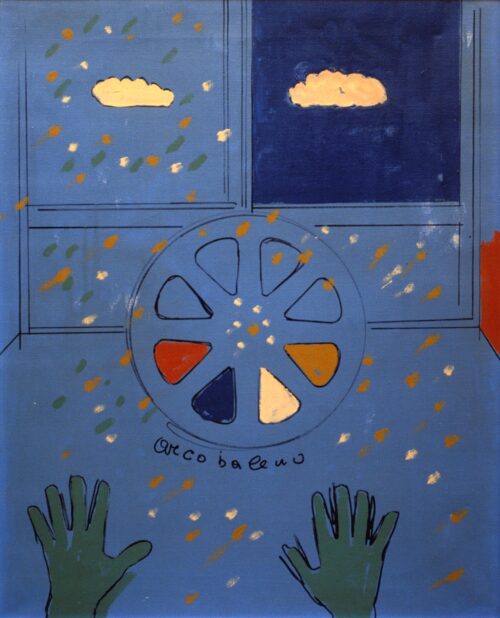 1973 datata '63<br>La grande Nuvola<br>smalto, pittura industriale, pennarello su tela<br>cm 100x80