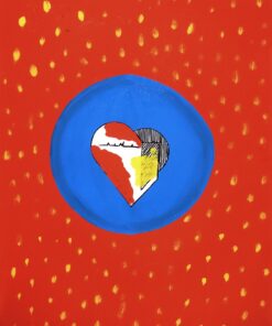 1973<br>Cuore meccanico<br>pittura industriale, tempera, pennarello su tela<br>cm 60x50