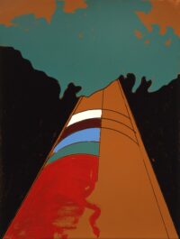 1973<br>Tutti i colori dell'arcobaleno<br>smalto, pittura industriale, pennarello su tela<br>cm 80x60