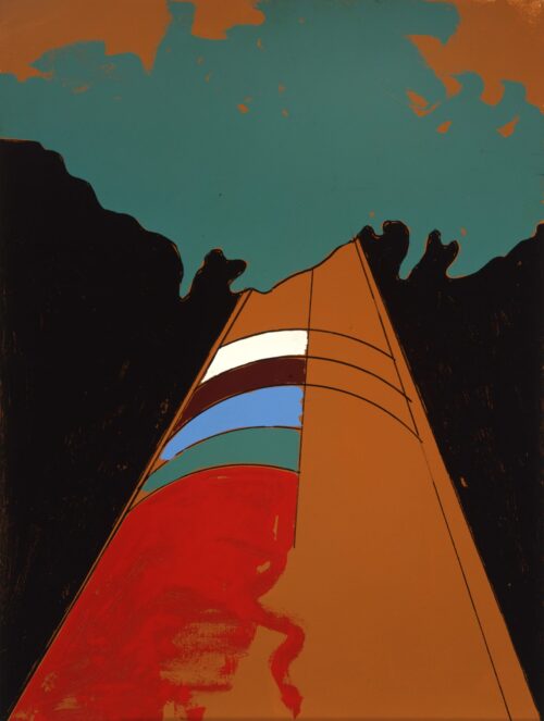 1973<br>Tutti i colori dell'arcobaleno<br>smalto, pittura industriale, pennarello su tela<br>cm 80x60