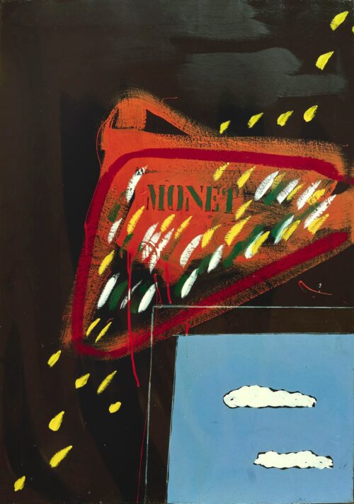 1973<br>Omaggio al colore<br>smalto, pittura industriale, matita su tela<br>cm 100x70