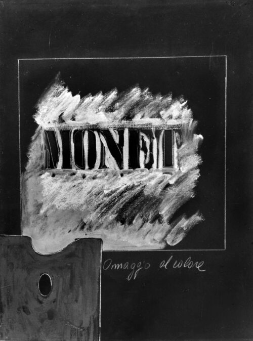 1973<br>Omaggio al colore<br>smalto, pittura industriale, matita su tela<br>cm 80x60