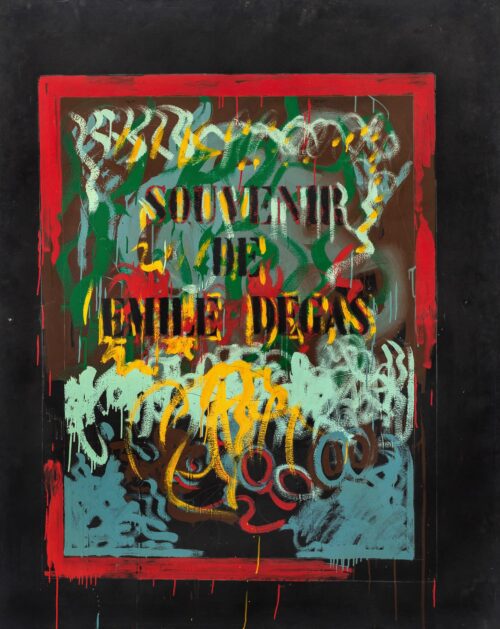 1973<br>Omaggio al colore<br>smalto, pittura industriale, gessetto su tela<br>cm 180x120