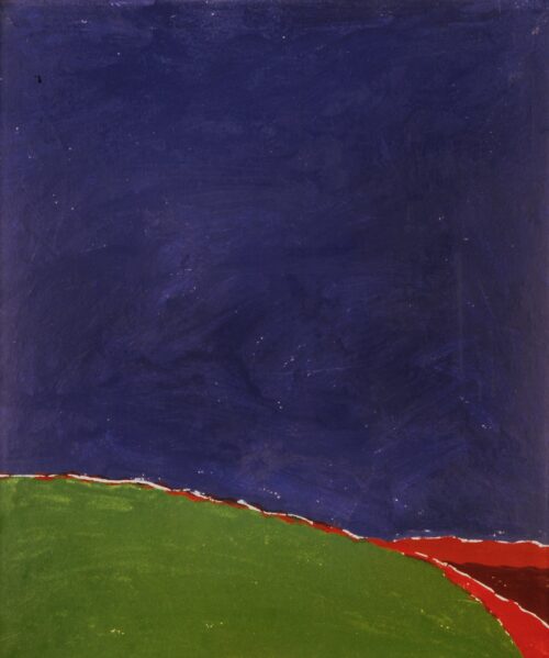 1973<br>Paesaggio<br>pittura industriale e tempera su tela<br>cm 100x70