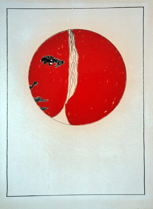 1973<br>' Immagine '<br>pittura industriale, tempera, pennarello su tela<br>cm 80x60