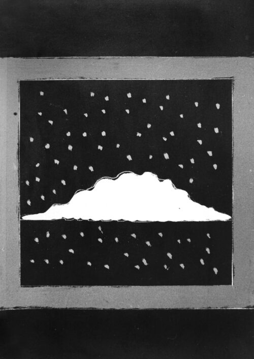 1973<br>pittura industriale, tempera, matita su tela<br>cm 100x70