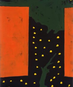 1973<br>Paesaggio notturno<br>pittura industriale, tempera, gessetto su tela<br>cm 100x70