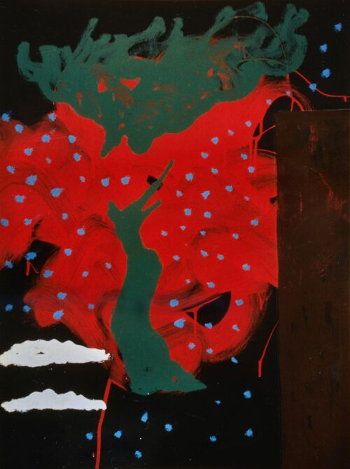 1973<br>Paesaggio<br>pittura industriale, tempera, gessetto su tela<br>cm 80x60