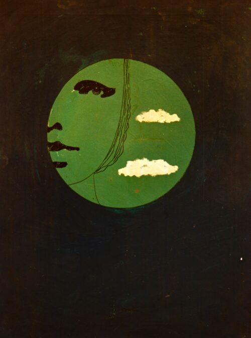 1973<br>' Immagine '<br>pittura industriale, tempera, pennarello su tela<br>cm 80x60