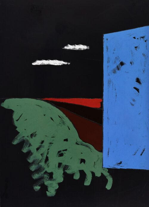 1973<br>pittura industriale, tempera e gessetto su tela<br>cm 100x70