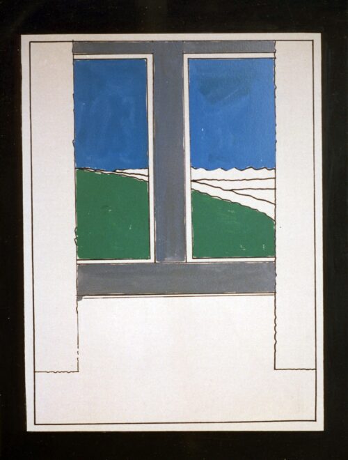 1973 dicembre<br>Dedicata a F. Serrao<br>pittura industriale, tempera, pennarello su tela<br>cm 80x60