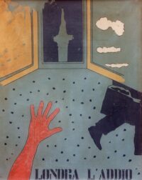 1973 22 settembre<br>A Luciano d'Antoni con amicizia<br>pittura industriale, tempera, pennarello su tela<br>cm 80x60