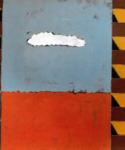 1974<br>' Finestra con paesaggio '<br>smalto, pittura industriale, matita su tela<br>cm 60x80