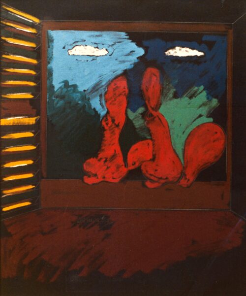 1974<br>Samanta<br>pittura industriale, tempera, matita su tela<br>cm 100x80