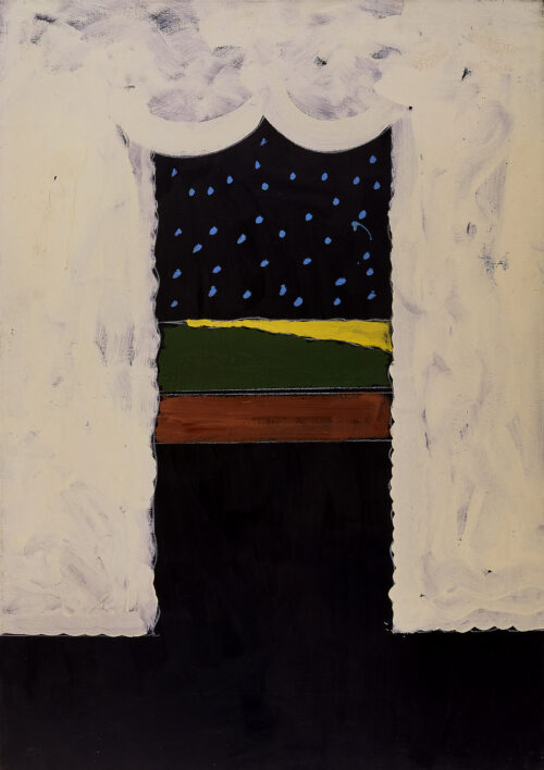 1974<br>pittura industriale, tempera, matita su tela<br>cm 100x70