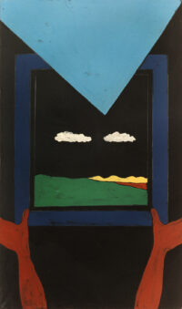 1974<br>pittura industriale, tempera, matita su tela<br>cm 120x70