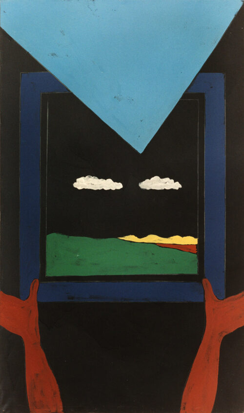 1974<br>pittura industriale, tempera, matita su tela<br>cm 120x70