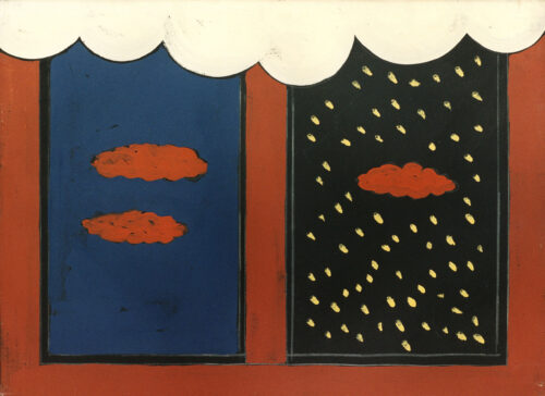 1974<br>pittura industriale, tempera, matita su tela<br>cm 80x100