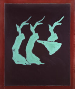 1974<br>Paesaggio su fondo nero<br>pittura industriale, tempera, matita su tela<br>cm 100x80