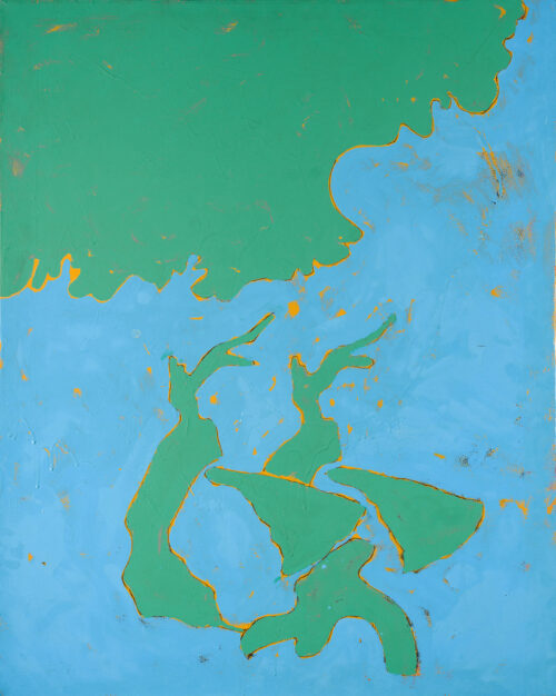 1974<br>Paesaggio, a Silvia Ferrari<br>pittura industriale, tempera, penarello su tela<br>cm 100x80