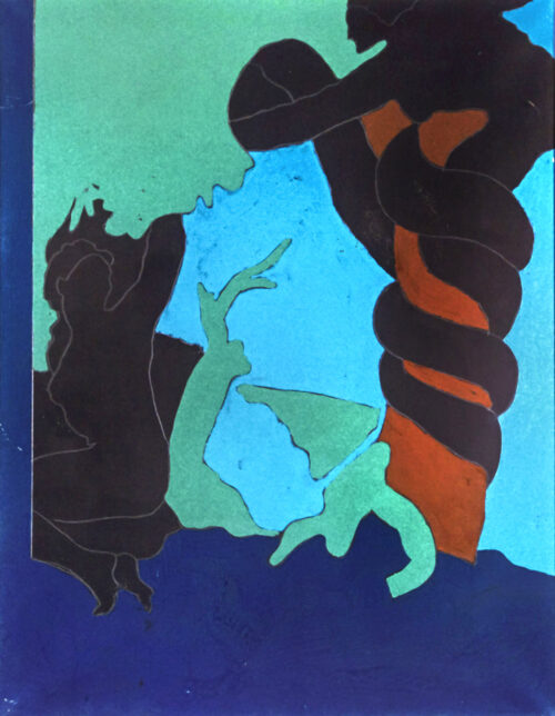 1974<br>Dal peccato originale<br>pittura industriale, tempera, matita su tela<br>cm 90x70