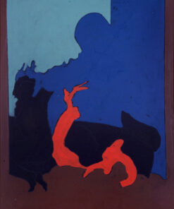 1974<br>Dal peccato originale, Frammento<br>pittura industriale, tempera, matita su tela<br>cm 100x70